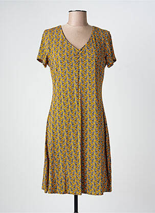 Rochie midi imprimeu fantezie mâneci scurte galben SURKANA femme