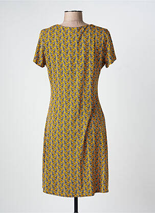 Rochie midi imprimeu fantezie mâneci scurte galben SURKANA femeie
