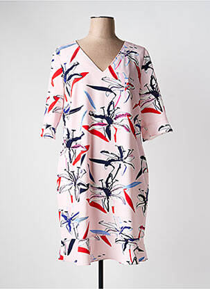 Rochie midi imprimeu floral mâneci scurte roz ROBE LEGERE BY VERA MONT femme