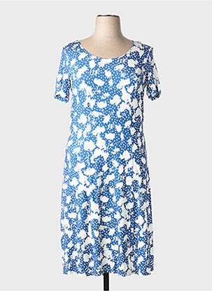 Rochie midi imprimeu floral mâneci scurte albastru GRIFFON femeie