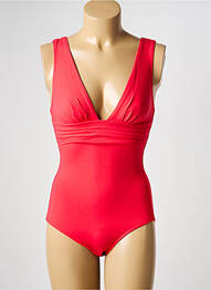 Costum de baie dintr-o singură piesă efect material satinat top triunghiuri roșu IODUS femme
