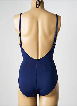 Costum de baie dintr-o singură piesă efect material satinat sutien cupe întregi cu decolteu înalt albastru IODUS femeie