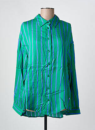 Cămașă țesătură poplin mâneci lungi verde PLEASE femeie