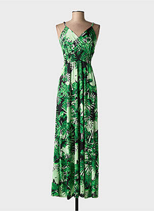 Rochie lungă mâneci cu bretele ajustabile bretele subțiri verde ELENA Z femme