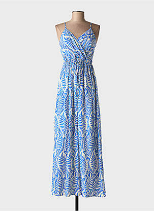 Rochie lungă mâneci cu bretele ajustabile bretele subțiri albastru deschis ELENA Z femme