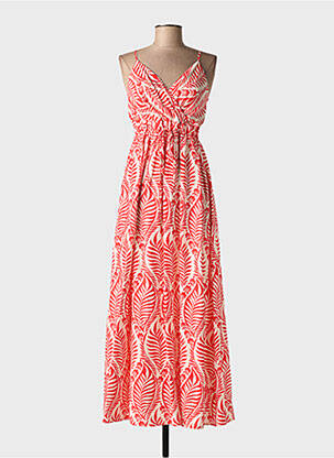 Rochie lungă mâneci cu bretele ajustabile bretele subțiri roșu ELENA Z femme