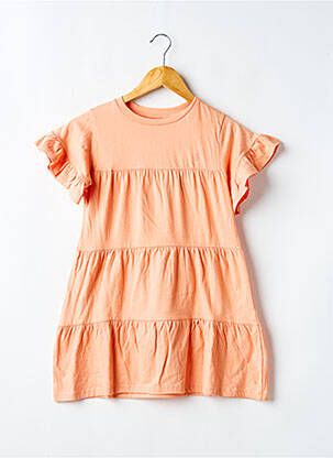 Rochie midi mâneci scurte mâneci scurte portocalie LEVV LABEL fată