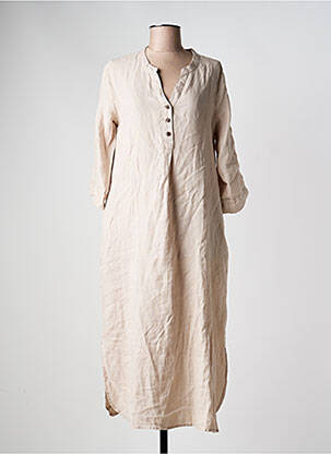 Rochie midi mâneci 3/4 mâneci 3/4 maro CREAM femeie