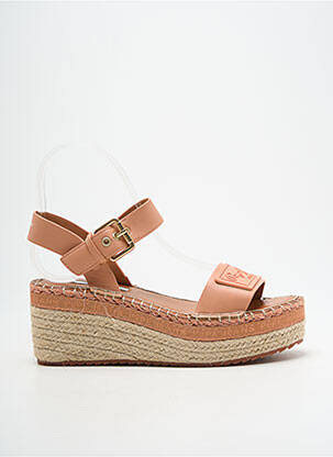 Espadrile țesătură satinată toc de 7 la 9 cm roz PEPE JEANS femeie