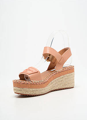 Espadrile țesătură satinată toc de 7 la 9 cm roz PEPE JEANS femeie
