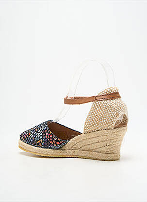 Espadrile țesătură satinată toc de 4 la 6 cm negru LA VAGUE femeie