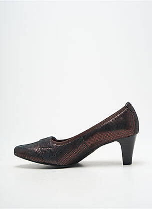 Pantofi cu toc țesătură satinată toc de 4 la 6 cm maro ARTIKA SOFT femeie