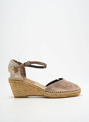 Espadrile vârf rotund toc de 7 la 9 cm bej MONTANE femeie