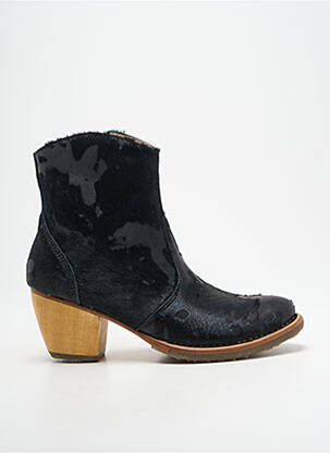 Botine/ghete țesătură satinată toc de 4 la 6 cm negru NEOSENS femeie