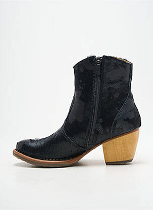 Botine/ghete țesătură satinată toc de 4 la 6 cm negru NEOSENS femeie
