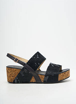Sandale/pantofi decupați țesătură satinată toc de 4 la 6 cm negru NEOSENS femeie
