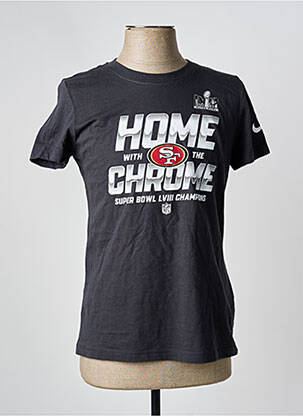 Tricou serigrafie flockată mâneci scurte gri NIKE femeie
