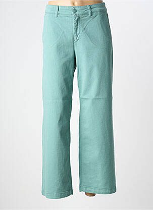 Pantalon chino țesătură poplin mărime normală verde HAPPY femeie
