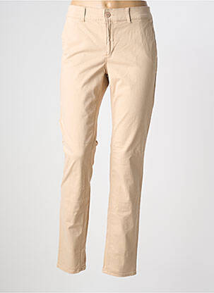 Pantalon chino țesătură poplin mărime normală bej HAPPY femeie