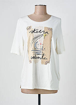Tricou croială dreaptă mâneci scurte bej OUI femeie