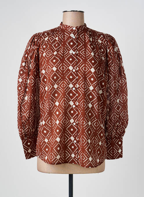 Cămașă imprimeu fantezie mâneci lungi maro HARTFORD femme