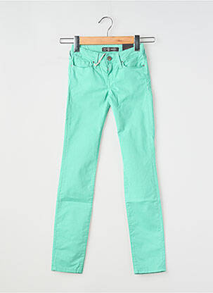Pantalon slim țesătură poplin mărime reglabilă verde TEDDY SMITH fată