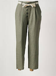 Pantalon chino țesătură poplin mărime normală verde LE TEMPS DES CERISES femme