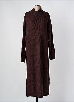 Rochie pulover guler col înalt mâneci lungi maro MINIMUM femeie