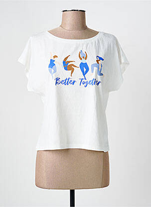 Tricou croială dreaptă mâneci scurte bej I.CODE (By IKKS) femeie