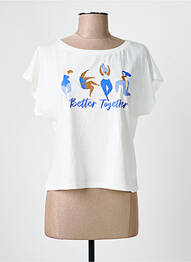 Tricou croială dreaptă mâneci scurte bej I.CODE (By IKKS) femme