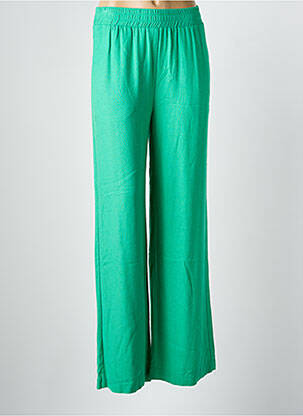 Pantalon larg țesătură crep talie înaltă verde MINIMUM femeie