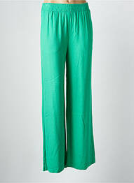 Pantalon larg țesătură crep talie înaltă verde MINIMUM femme