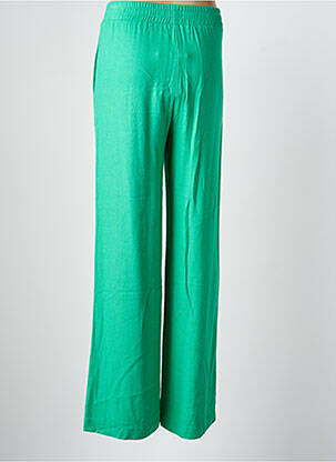 Pantalon larg țesătură crep talie înaltă verde MINIMUM femeie