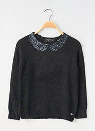 Pulover croială dreaptă mâneci lungi negru TEDDY SMITH fille