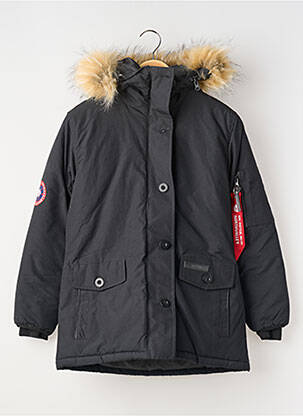 Parka buzunare cu glugă negru NORTH VALLEY băiat