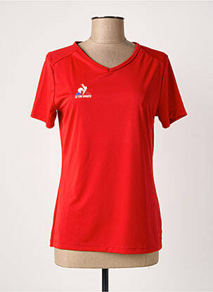 Tricou guler în v mâneci scurte roșu LE COQ SPORTIF femeie