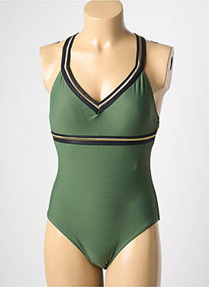 Costum de baie dintr-o singură piesă efect material satinat sutien cu susținere înaltă și burete detașabil verde HIBIKINI femeie