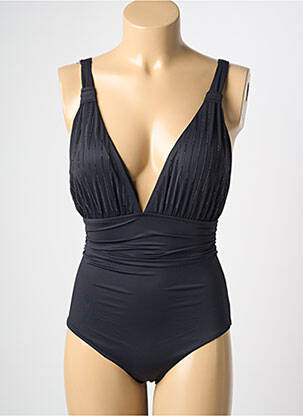 Costum de baie dintr-o singură piesă efect material satinat sutien cu susținere înaltă și burete detașabil negru VIDOYA femeie
