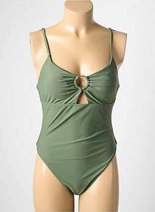 Costum de baie dintr-o singură piesă efect material satinat sutien cu susținere înaltă și burete detașabil verde HIBIKINI femeie