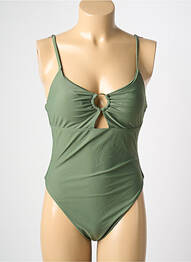 Costum de baie dintr-o singură piesă efect material satinat sutien cu susținere înaltă și burete detașabil verde HIBIKINI femme