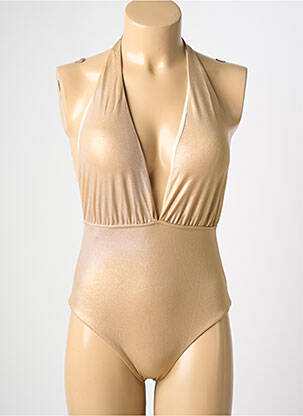 Costum de baie dintr-o singură piesă efect material satinat sutien cu susținere înaltă și burete detașabil auriu L. BEACH femeie