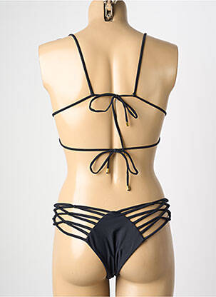 Costum de baie din două piese elasticitate sutien balconet cu decolteu înalt negru H.NATHALIE femeie