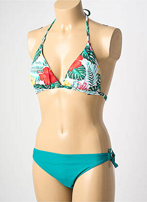 Costum de baie din două piese elasticitate top triunghiuri verde VERY ZEN femeie