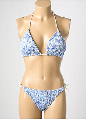 Costum de baie din două piese elasticitate top triunghiuri albastru L. BEACH femeie