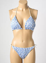 Costum de baie din două piese elasticitate top triunghiuri albastru L. BEACH femeie