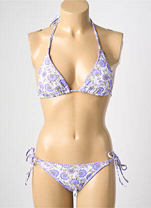 Costum de baie din două piese elasticitate top triunghiuri violet MYA femeie