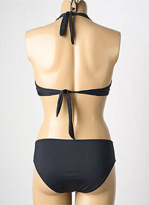Costum de baie din două piese elasticitate sutien balconet cu decolteu înalt negru POWER FLOWER femeie