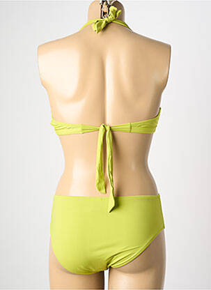 Costum de baie din două piese elasticitate sutien balconet cu decolteu înalt verde POWER FLOWER femeie