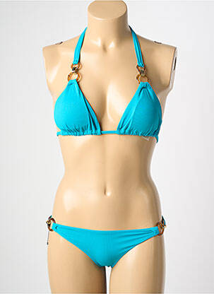 Costum de baie din două piese elasticitate top triunghiuri albastru VIOLETTA femeie