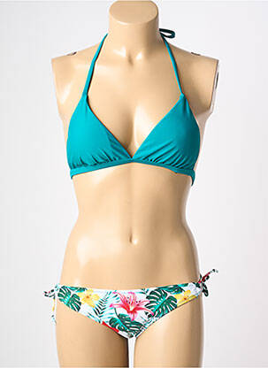 Costum de baie din două piese elasticitate top triunghiuri verde VERY ZEN femeie